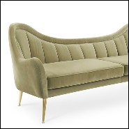 Canapé avec structure en bois recouvert en velours de coton finition vert mandel 155-Eldorado