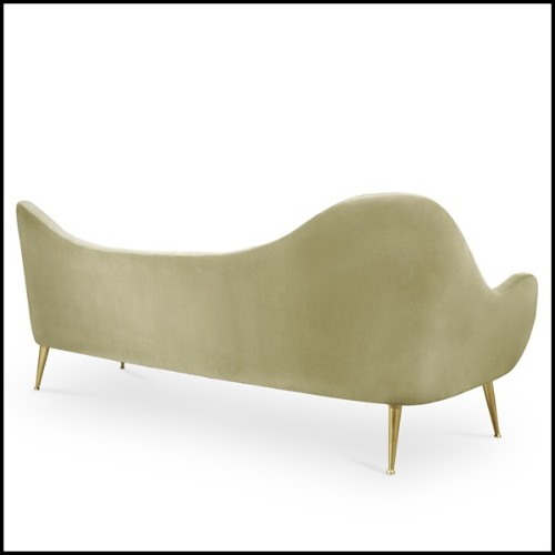 Canapé avec structure en bois recouvert en velours de coton finition vert mandel 155-Eldorado