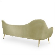 Canapé avec structure en bois recouvert en velours de coton finition vert mandel 155-Eldorado