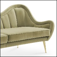 Canapé avec structure en bois recouvert en velours de coton finition vert mandel 155-Eldorado