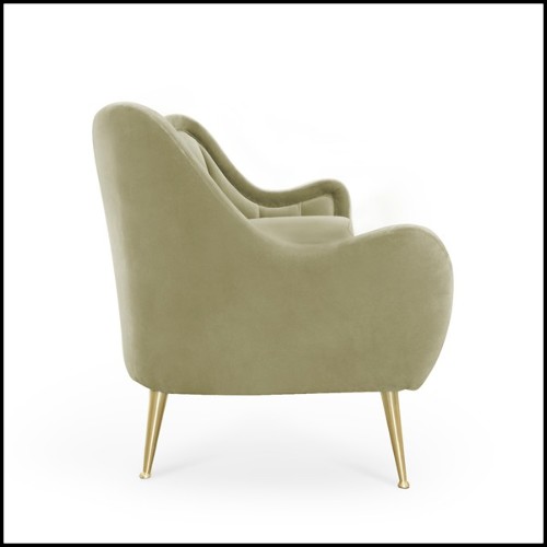 Canapé avec structure en bois recouvert en velours de coton finition vert mandel 155-Eldorado