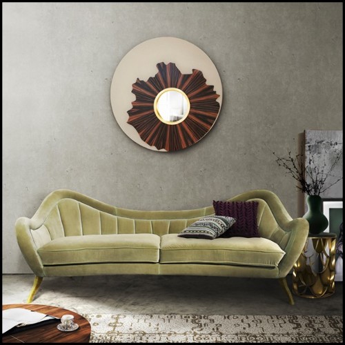 Canapé avec structure en bois recouvert en velours de coton finition vert mandel 155-Eldorado