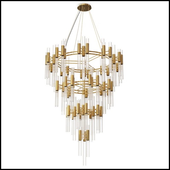 Chandelier with ribbed Fine crystal glass tubes 164-Fall