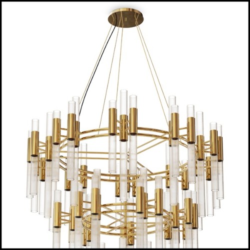 Chandelier with ribbed Fine crystal glass tubes 164-Fall