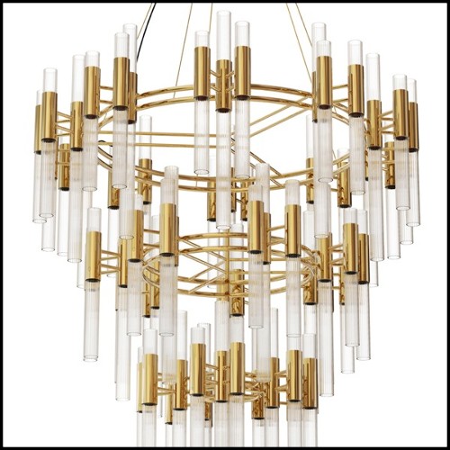 Chandelier with ribbed Fine crystal glass tubes 164-Fall
