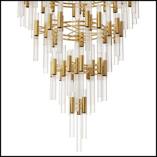 Chandelier with ribbed Fine crystal glass tubes 164-Fall