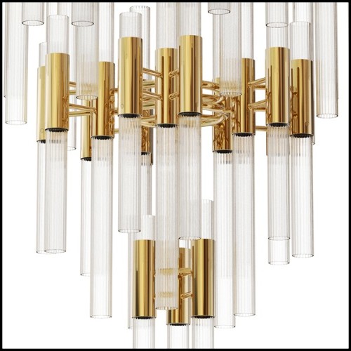 Chandelier with ribbed Fine crystal glass tubes 164-Fall
