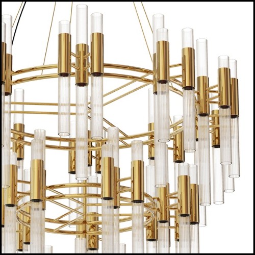 Chandelier with ribbed Fine crystal glass tubes 164-Fall