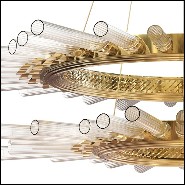 Suspension avec cylindres en verre cristal côtelés maintenus par une structure en laiton poli plaqué Gold 164-Fall Double Ring