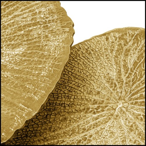 Set of two side table with structure in metal in gold finish 162-Lotus Leaves