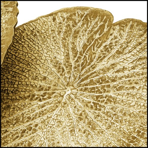 Set de deux tables d'appoint avec structure en métal finitions Gold 24-Lotus Leaves