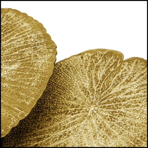 Set de deux tables d'appoint avec structure en métal finitions Gold 24-Lotus Leaves