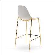 Bar stool with seat in polished aluminum and with metal legs in gold finish 107-Needle