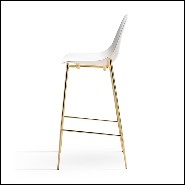 Bar stool with seat in polished aluminum and with metal legs in gold finish 107-Needle