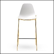 Bar stool with seat in polished aluminum and with metal legs in gold finish 107-Needle