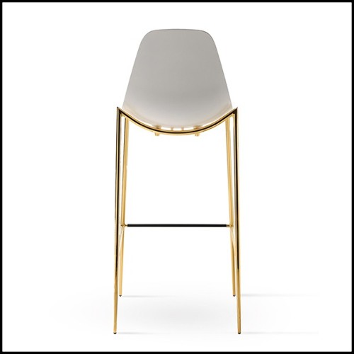 Bar stool with seat in polished aluminum and with metal legs in gold finish 107-Needle