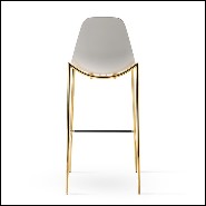 Bar stool with seat in polished aluminum and with metal legs in gold finish 107-Needle
