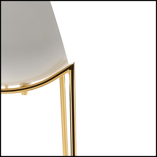 Bar stool with seat in polished aluminum and with metal legs in gold finish 107-Needle