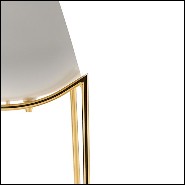 Bar stool with seat in polished aluminum and with metal legs in gold finish 107-Needle
