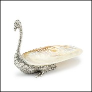 Cup with structure in metal in silver plated finish and with natural polished big shell cup 162-Ostrich