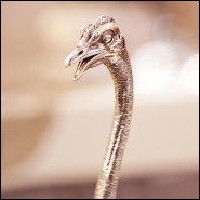 Cup with structure in metal in silver plated finish and with natural polished big shell cup 162-Ostrich