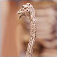 Cup with structure in metal in silver plated finish and with natural polished big shell cup 162-Ostrich