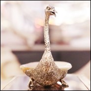 Cup with structure in metal in silver plated finish and with natural polished big shell cup 162-Ostrich