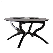Coffee table with hand carved solid wood structure in black lacquered finish 167-Black Lacquered