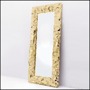 Miroir avec cadre en aluminium poli à la main déformé en finition Gold ou chromée 107-Bumpy