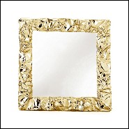Miroir avec cadre en aluminium poli à la main déformé en finition Gold ou chromée 107-Bumpy
