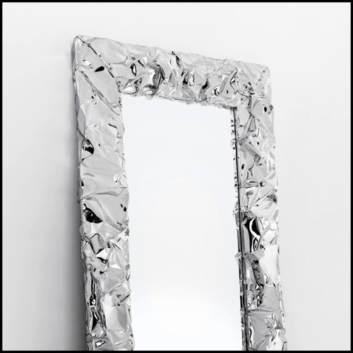 Miroir avec cadre en aluminium poli à la main déformé en finition Gold ou chromée 107-Bumpy