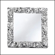 Mirror with hand-strained polished aluminum frame in gold or chrome finish 107-Bumpy