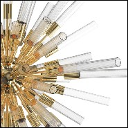 Suspension with ribbed crystal glass tubes held by a gold plated polished brass structure 164-Fall Sputnik