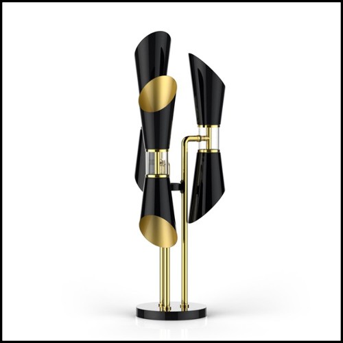 Table lamp with structure in solid brass in gold finish and with clear glass 165-Coltrane