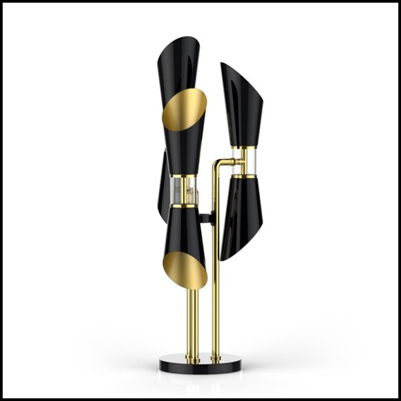 Lampe de table avec structure en laiton massif finition Gold et verre clair 165-Coltrane