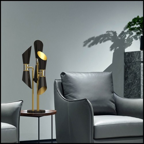 Lampe de table avec structure en laiton massif finition Gold et verre clair 165-Coltrane