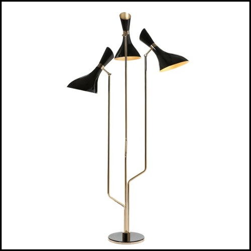 Floor lamp with structure in solid brass in gold finish and with clear glass 165-Coltrane