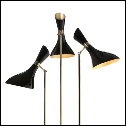 Lampadaire avec structure en laiton massif finition Gold et verre clair 165-Coltrane