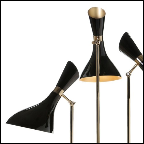 Floor lamp with structure in solid brass in gold finish and with clear glass 165-Coltrane