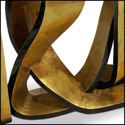 Console table with top in black lacquered wood veneered and gold finish base 156-Tie Gold