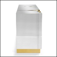 Sideboard with wood carving structure with its details finished in polished solid brass in gold finish 145-Paradise