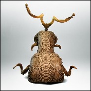 Chair with structure in solid beech wood covered with natural python skin PC-Python Medium