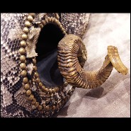 Chair with structure in solid beech wood covered with natural python skin PC-Python Medium