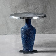 Low center table with handcrafted blue ceramic base 30-Blue Ceramic