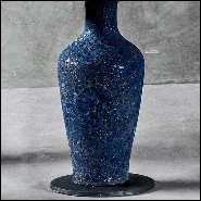 Table avec base en céramique bleue fabriquée à la main 30-Blue Ceramic