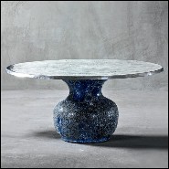 Round table with handcrafted blue ceramic base 30-Blue Ceramic