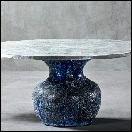 Round table with handcrafted blue ceramic base 30-Blue Ceramic