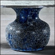 Table de repas ronde avec base en céramique bleue fabriquée à la main 30-Blue Ceramic