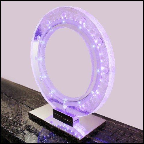 Horloge fabriquée avec verre cristal pur Baccarat poncée et sablée avec diodes led à l'intérieur PC-Blue Baccarat