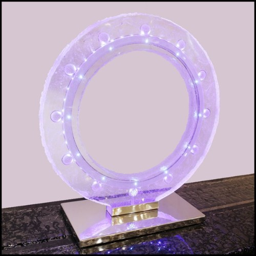 Clock made with pure Baccarat crystal glass sanded paste with led diodes inside PC-Blue Baccarat